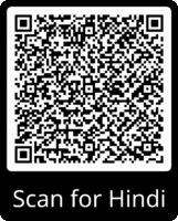QR code with the text 'Scan for Hindi' below it on a black background.