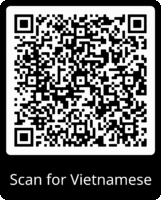 Black and white QR code with the text 'Scan for Vietnamese' below it.